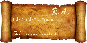 Rózsás Andor névjegykártya